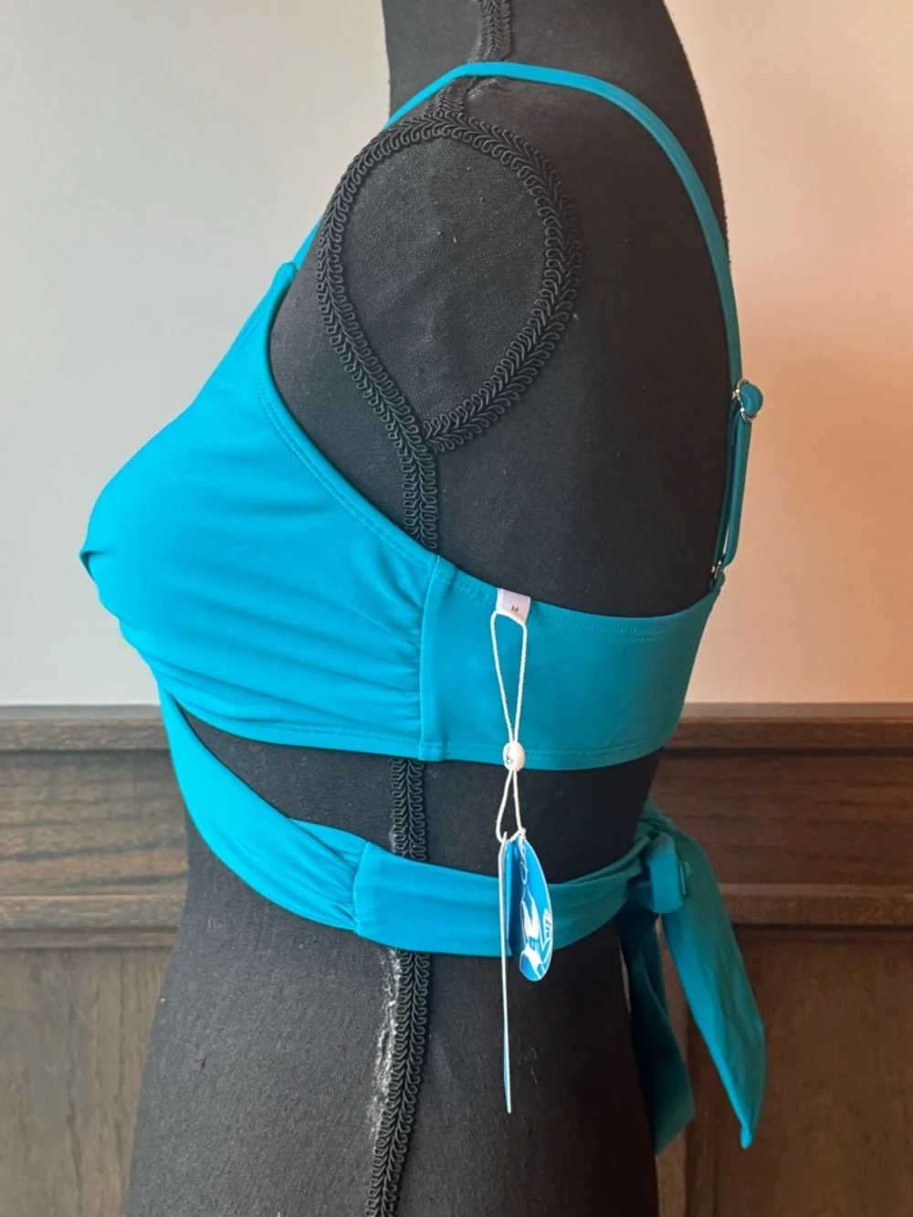 Cupshe Wrap Bikini Top - Turquoise Blue Medium NWT - Picture 3 of 6